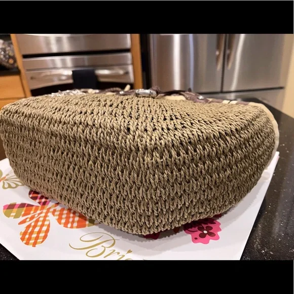 BRIGHTON NAUTICAL ACCENTS JUTE AND LEATHER SHOULDER BAG HANDBAG PURSE - Picture 10 of 13